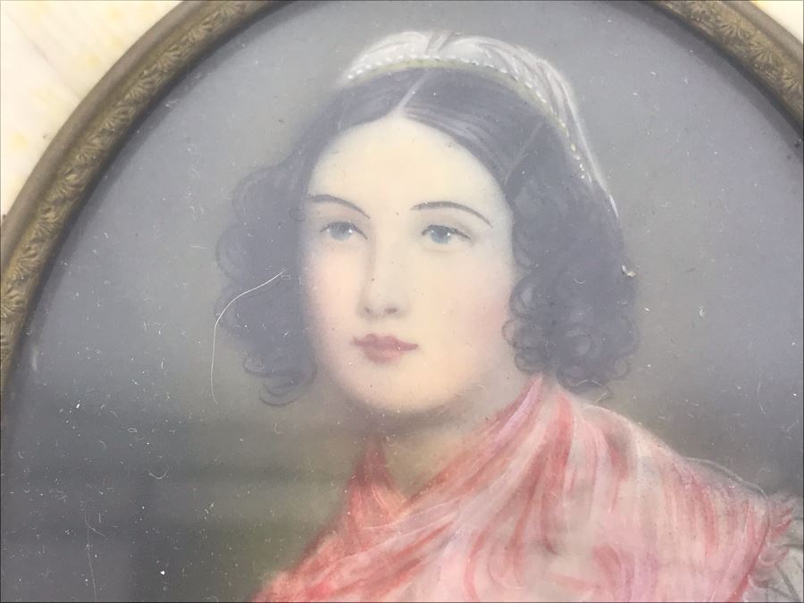 Pair Of Vintage Framed Miniature Original Portrait Paintings Signed [Photo 5]