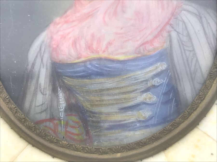 Pair Of Vintage Framed Miniature Original Portrait Paintings Signed [Photo 6]