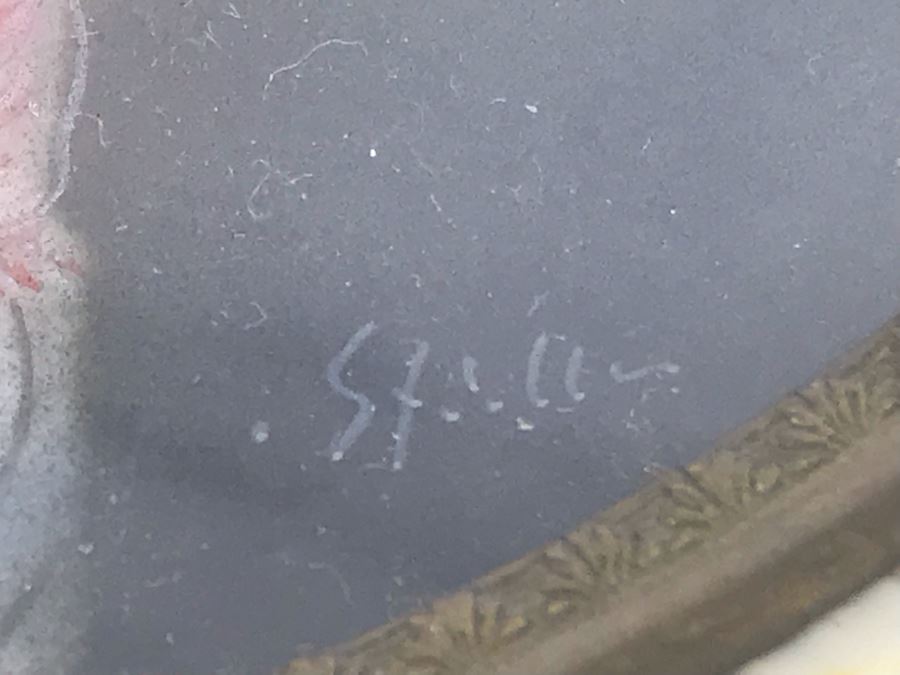 Pair Of Vintage Framed Miniature Original Portrait Paintings Signed [Photo 8]