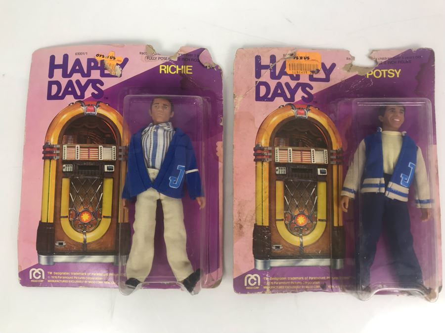 Pair Of Vintage MEGO Happy Days 8 Inch Action Figures In Damaged Packaging Richie And Potsy