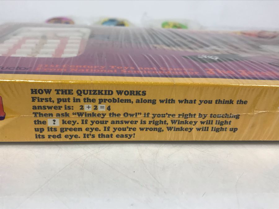 Vintage National Semiconductor Quiz Kid Calculator Game In Box (NOS But Seal Broken) And Collection Of (5) Sesame Street Buttons [Photo 7]