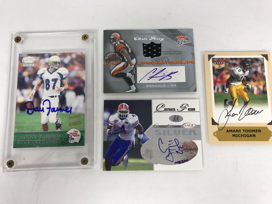 Signed Football Cards: Danny Farmer, Amani Toomer,  Ciatrick Fason And Chris Perry [Photo 2]