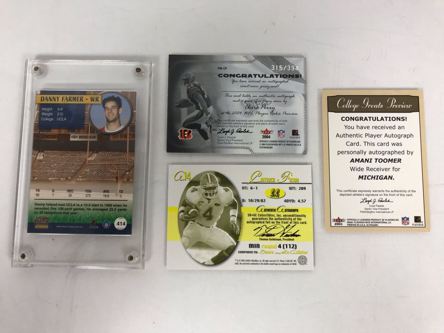 Signed Football Cards: Danny Farmer, Amani Toomer,  Ciatrick Fason And Chris Perry [Photo 9]