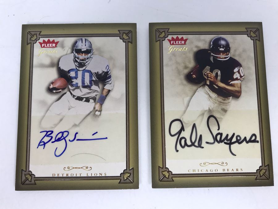 Signed Football Cards By Gale Sayers And Billy Sims