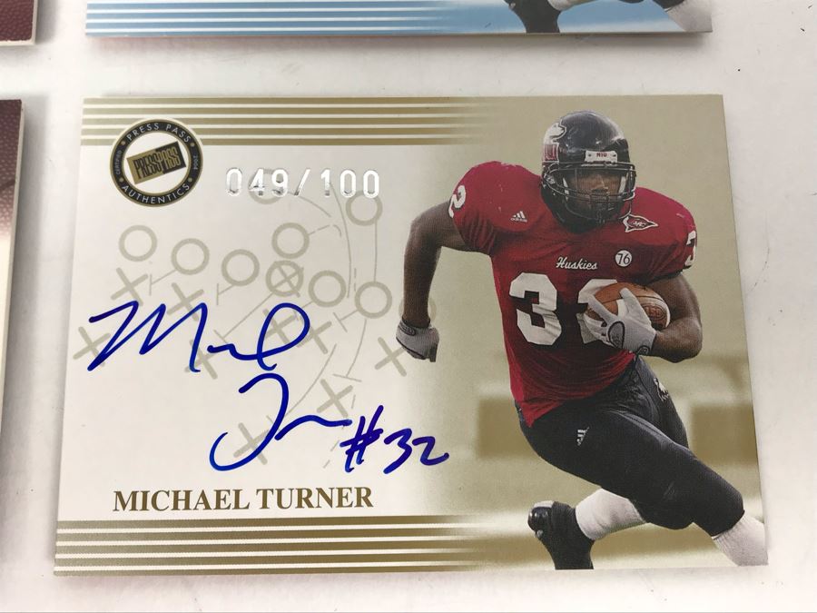 Signed Football Cards By: (2) Michael Turner, David Carr Rookie And Antowain Smith [Photo 3]