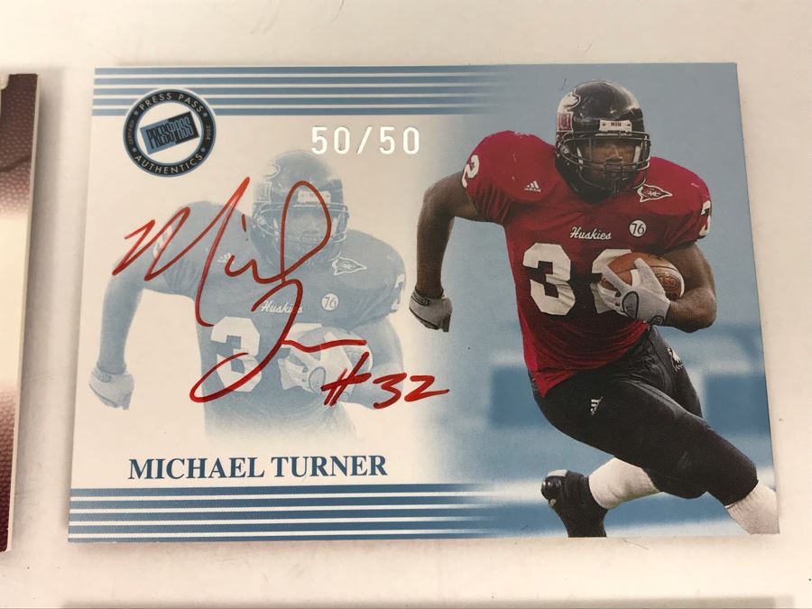 Signed Football Cards By: (2) Michael Turner, David Carr Rookie And Antowain Smith [Photo 2]
