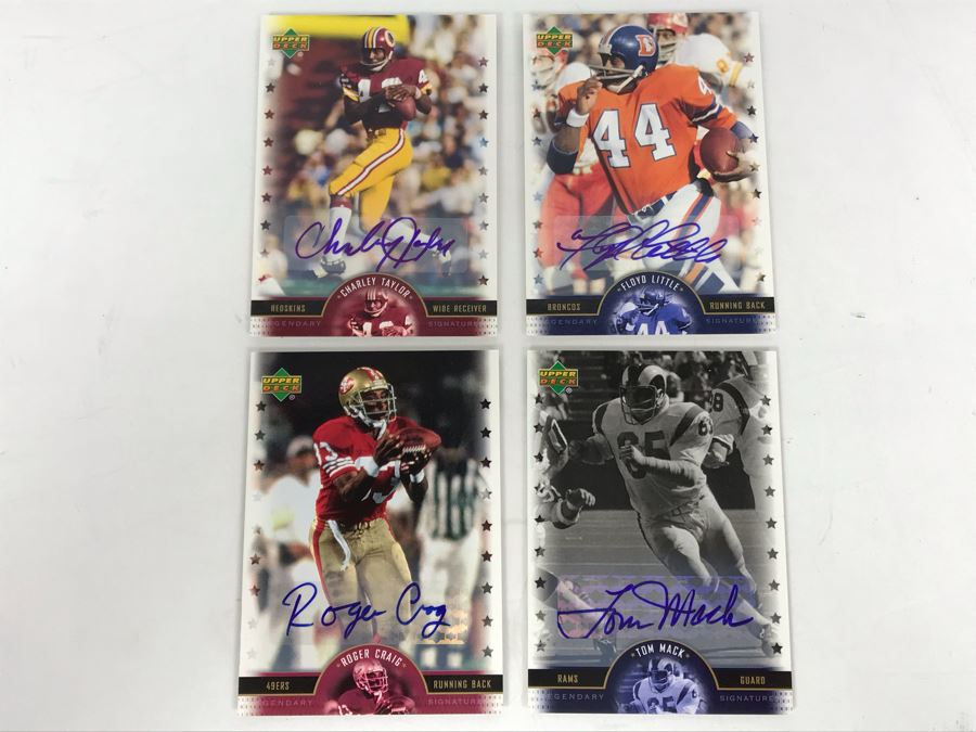 Signed Football Cards: Charley Taylor, Floyd Little, Roger Craig And Tom Mack [Photo 1]