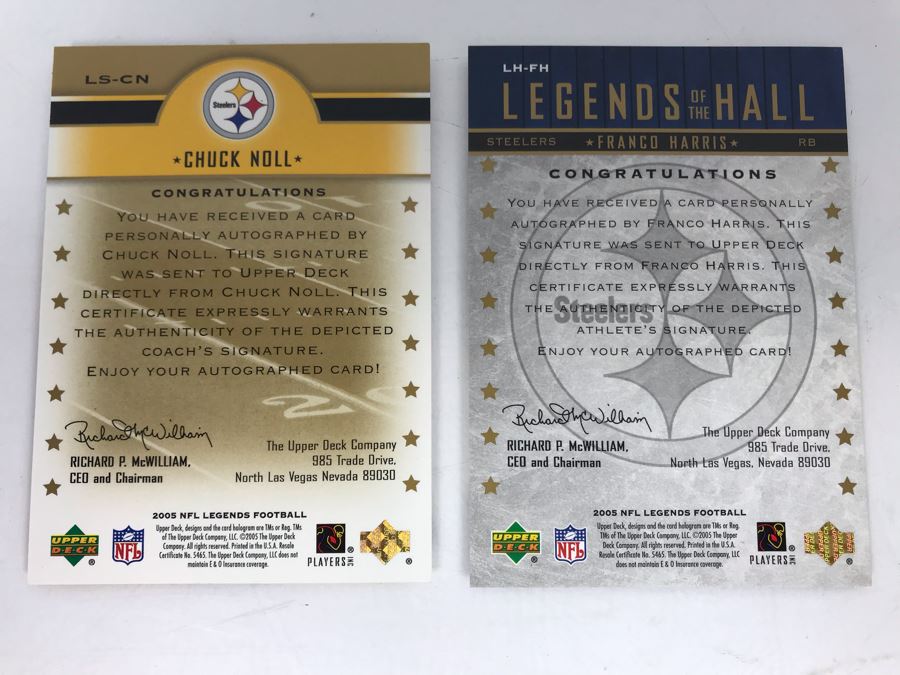 Signed Football Cards By: Franco Harris And Chuck Noll Pittsburgh Steelers [Photo 6]