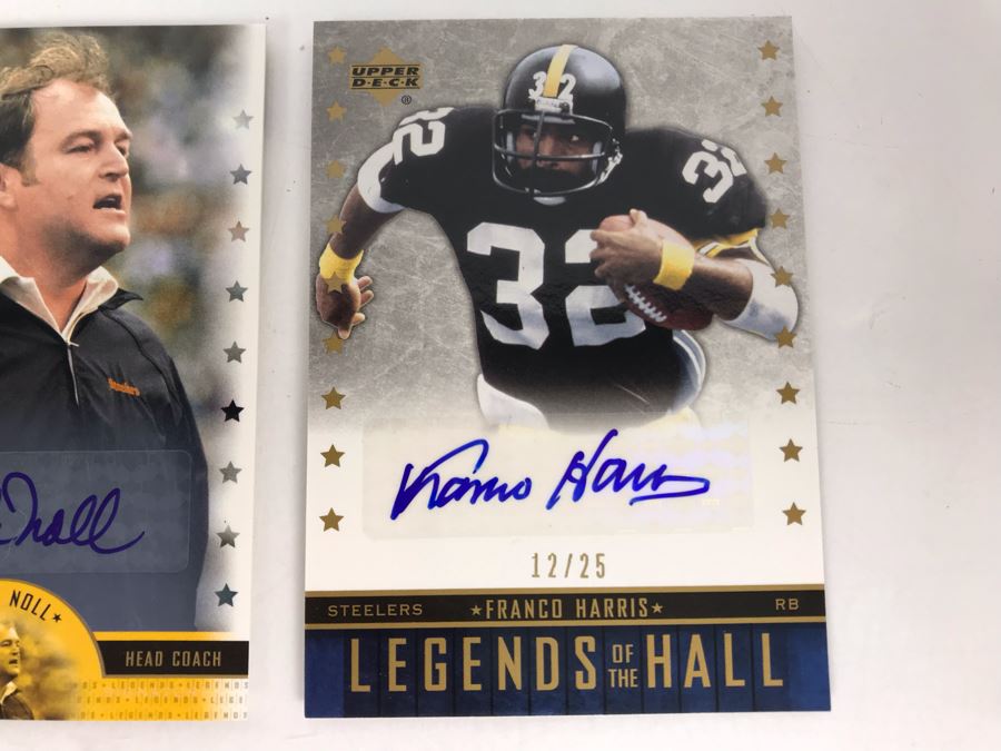 Signed Football Cards By: Franco Harris And Chuck Noll Pittsburgh Steelers [Photo 3]
