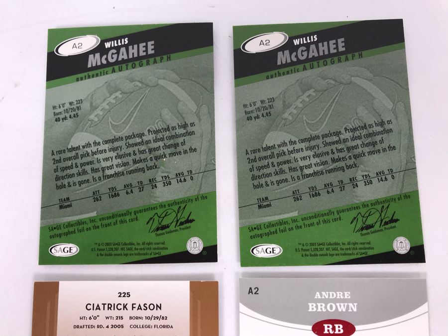 Signed Football Cards: (2) Willis McGahee, Ciatrick Fason And Andre Brown [Photo 10]