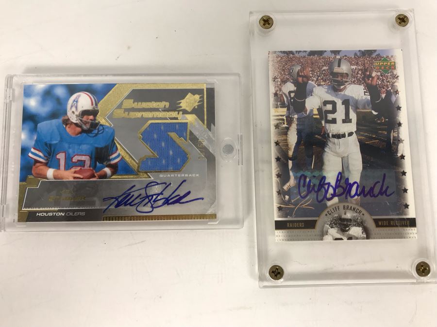 Signed Football Cards: Ken Stabler And Cliff Branch [Photo 1]
