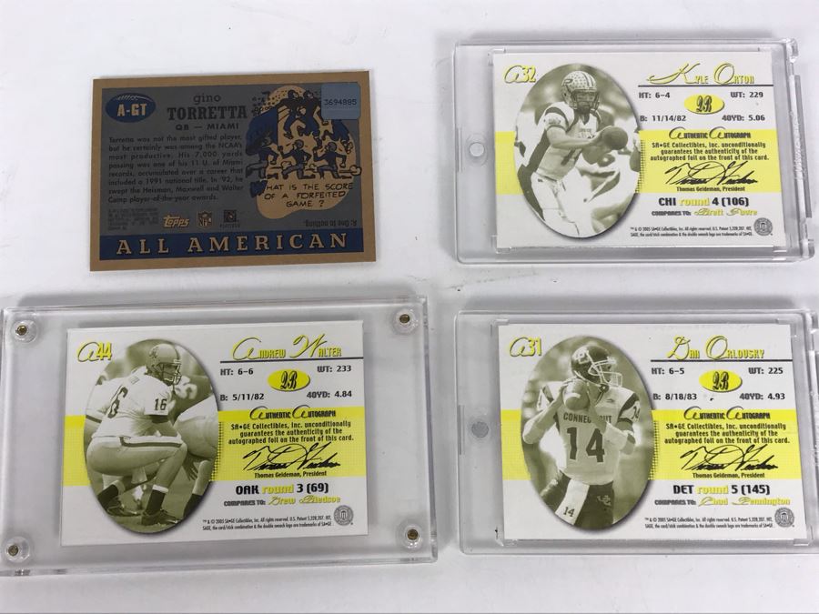 Signed Football Cards: Gino Torretta, Andrew Walter, Kyle Orton And Dan Orlovsky [Photo 6]