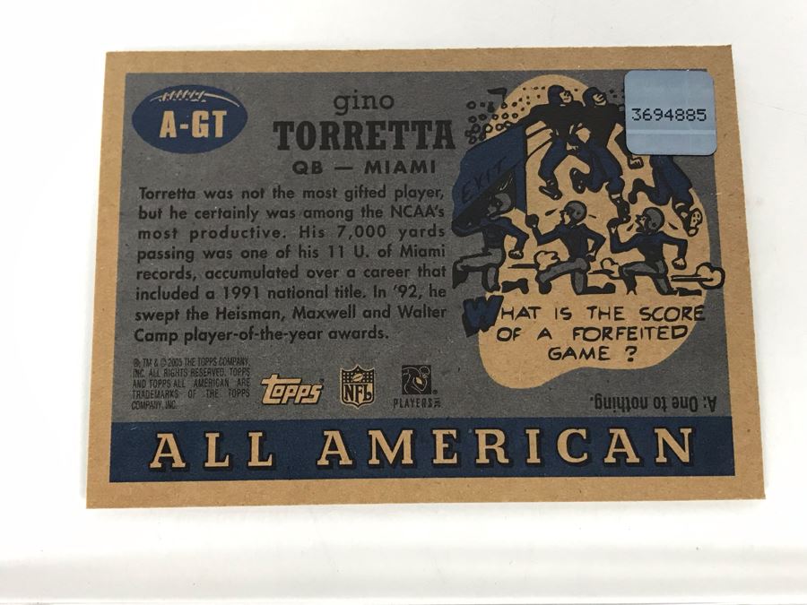 Signed Football Cards: Gino Torretta, Andrew Walter, Kyle Orton And Dan Orlovsky [Photo 8]