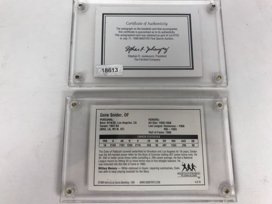 Signed Baseball Cards: Doug Sisk And Duke Snider [Photo 5]