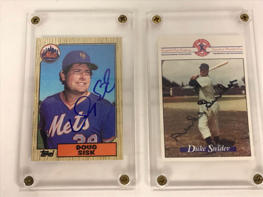 Signed Baseball Cards: Doug Sisk And Duke Snider [Photo 1]