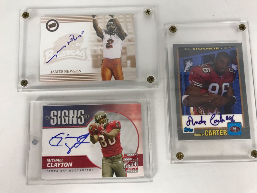 Signed Football Cards: James Newson, Michael Clayton And Andre Carter [Photo 1]