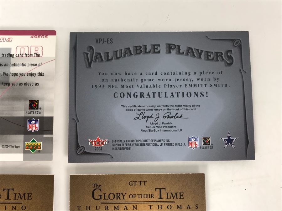 Game Worn Jersey Football Cards: Dan Marino, Joe Montana, Emmitt Smith and Thurman Thomas [Photo 8]