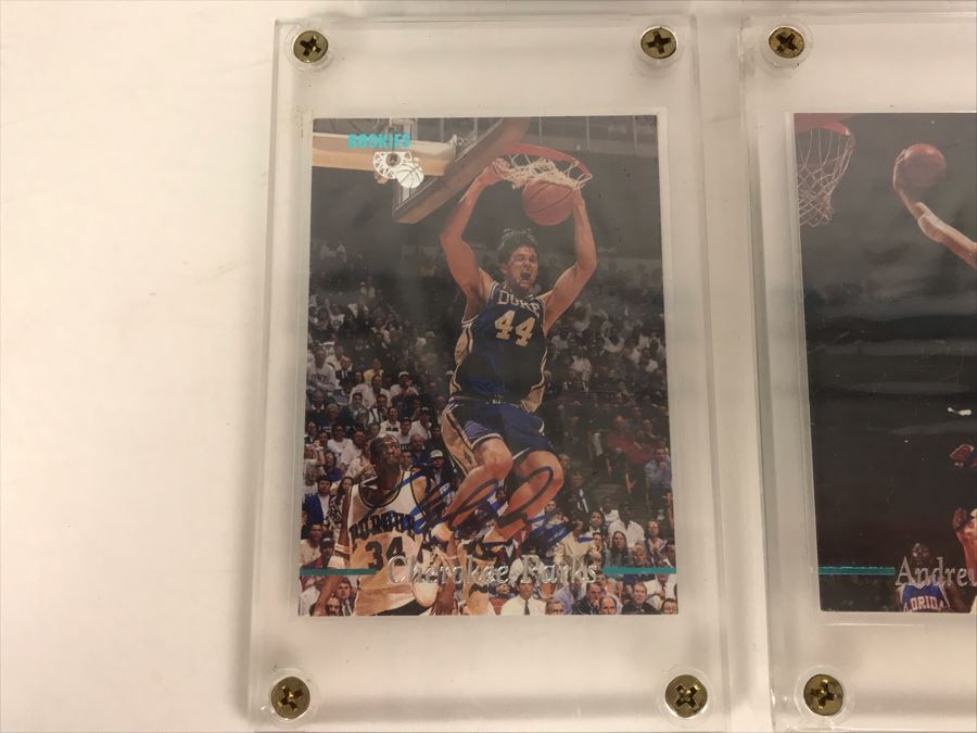 (4) Signed Basketball Cards: Olivier Sanit-Jean, Lorezen Wright, Cherokee Parks And Andrew DeClercq [Photo 2]