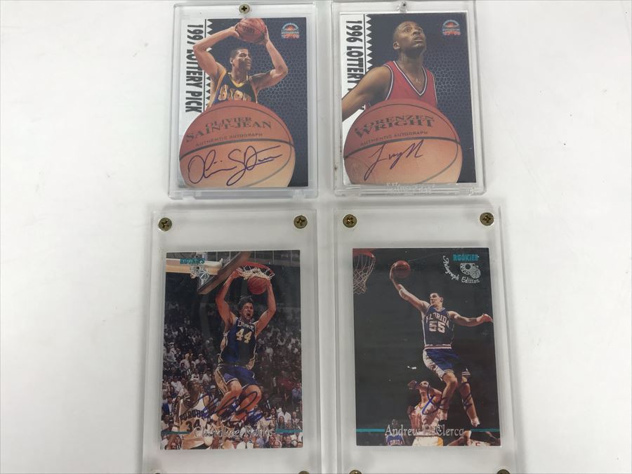 (4) Signed Basketball Cards: Olivier Sanit-Jean, Lorezen Wright, Cherokee Parks And Andrew DeClercq [Photo 1]