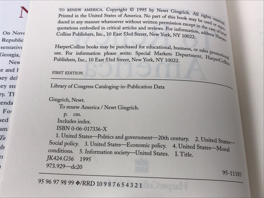 (2) SIGNED Political Books: William F. Buckley, Jr. Cruising Speed And Newt Gingrich To Renew America [Photo 9]