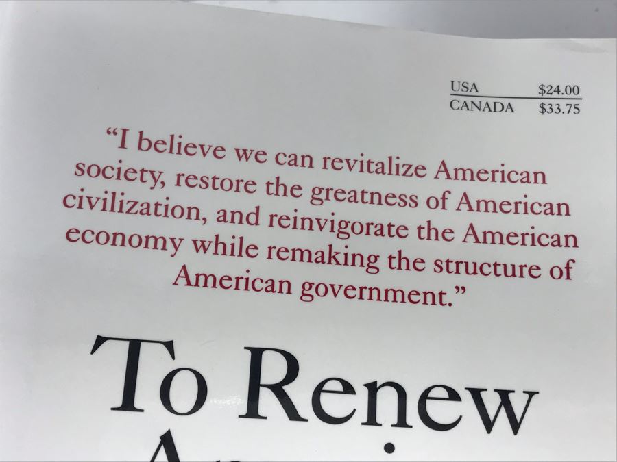 (2) SIGNED Political Books: William F. Buckley, Jr. Cruising Speed And Newt Gingrich To Renew America [Photo 7]