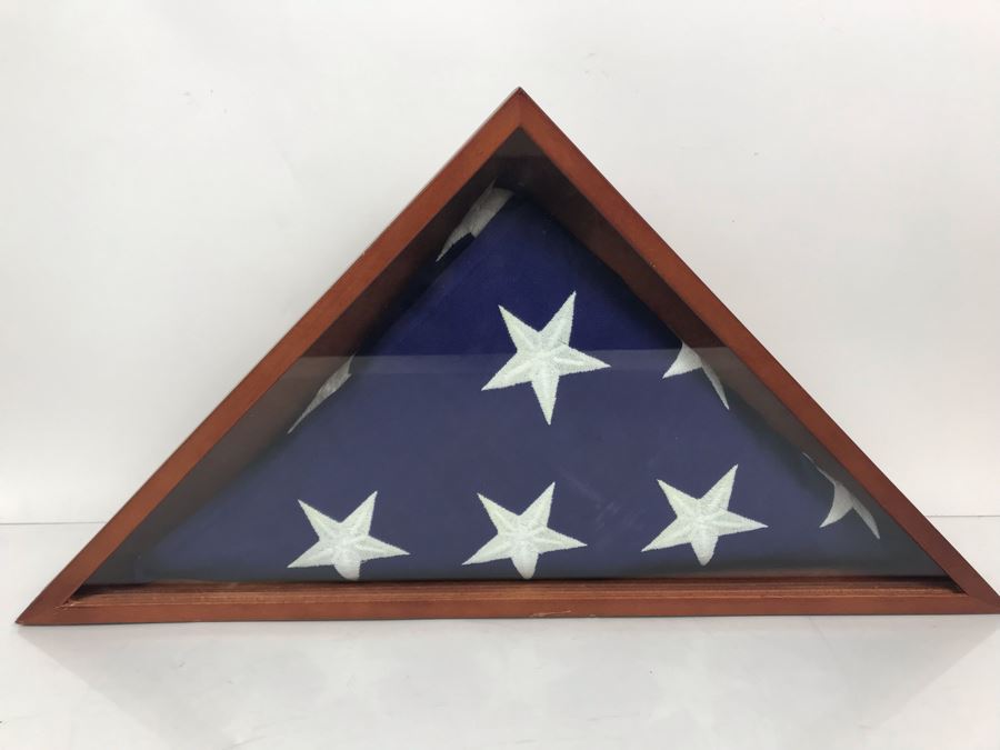 Folded American Flag With Embroidered Stars In Presentation Box 26' X 13' [Photo 1]
