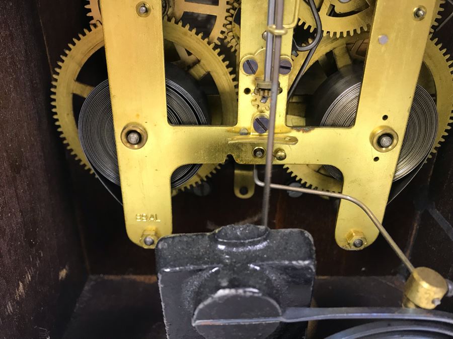 Antique Seth Thomas Wooden Mantle Mechanical Clock With Key Working Smooth Movement [Photo 15]