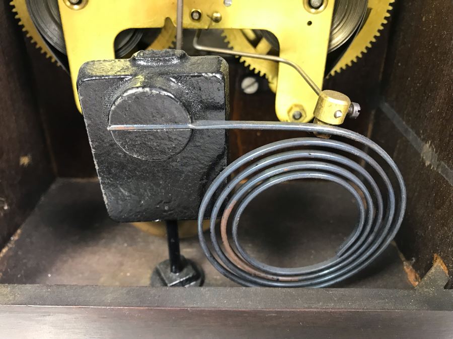 Antique Seth Thomas Wooden Mantle Mechanical Clock With Key Working Smooth Movement [Photo 16]