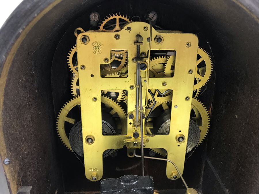 Antique Seth Thomas Wooden Mantle Mechanical Clock With Key Working Smooth Movement [Photo 12]