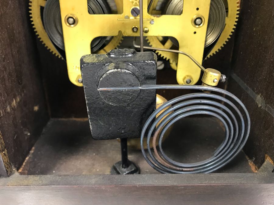 Antique Seth Thomas Wooden Mantle Mechanical Clock With Key Working Smooth Movement [Photo 13]