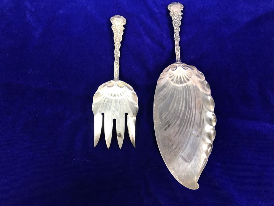 (2) Antique GORHAM Sterling Silver Serving Pieces With Ornate Design 161.6g [Photo 12]