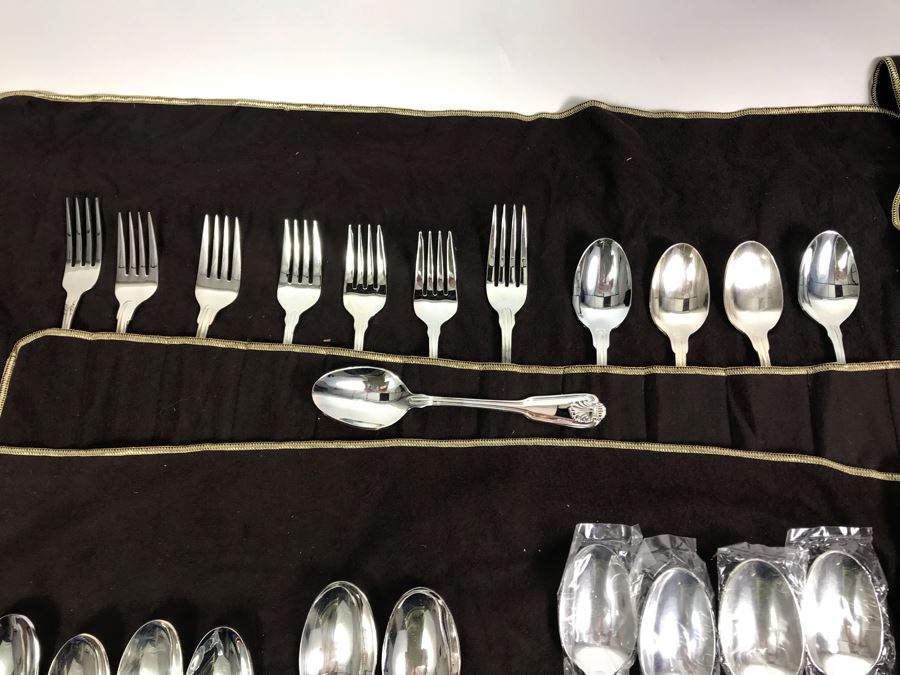 Rogers Bros Silverplate Flatware Set Apx Service For 10 With Silverware Cloth Holders (Some Spoons Still Sealed) [Photo 6]