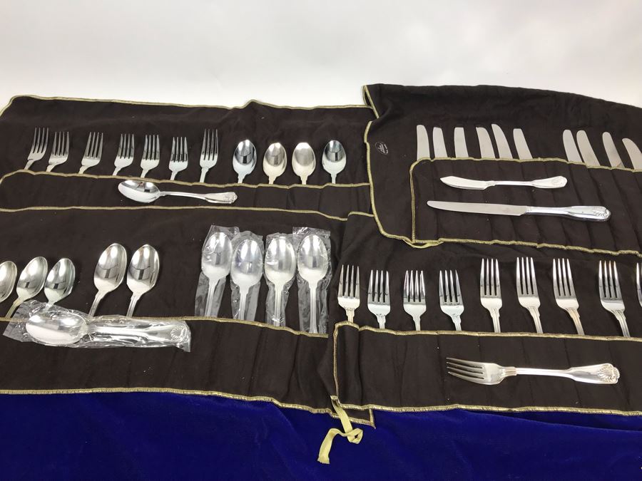 Rogers Bros Silverplate Flatware Set Apx Service For 10 With Silverware Cloth Holders (Some Spoons Still Sealed) [Photo 3]