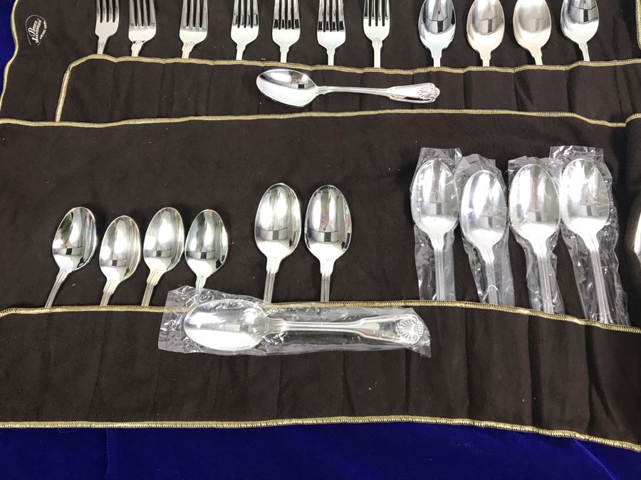 Rogers Bros Silverplate Flatware Set Apx Service For 10 With Silverware Cloth Holders (Some Spoons Still Sealed) [Photo 4]