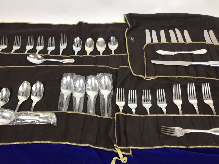 Rogers Bros Silverplate Flatware Set Apx Service For 10 With Silverware Cloth Holders (Some Spoons Still Sealed) [Photo 2]