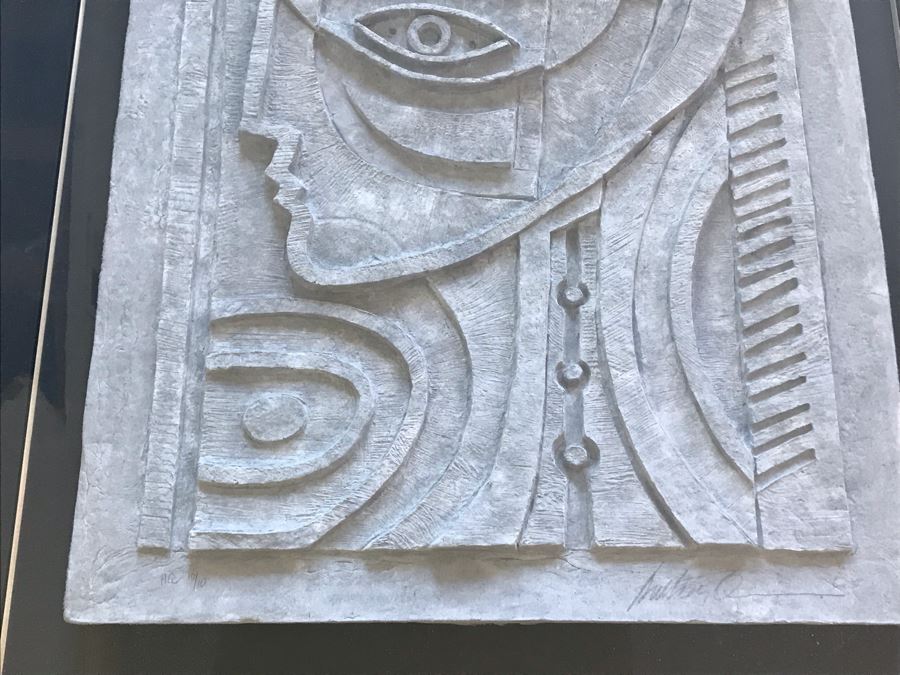 Actor Anthony Quinn Signed 'Lady From Crete' Modernist Vellum Sculpture In Beautiful Custom Shadowbox Frame Limited Edition A.Q. 10 Of 10 With Certificate Of Authenticity 45' X 39' Framed Very Heavy Estimate $3,200 [Photo 6]