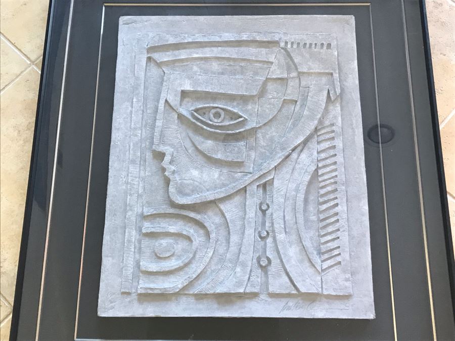 Actor Anthony Quinn Signed 'Lady From Crete' Modernist Vellum Sculpture In Beautiful Custom Shadowbox Frame Limited Edition A.Q. 10 Of 10 With Certificate Of Authenticity 45' X 39' Framed Very Heavy Estimate $3,200 [Photo 4]