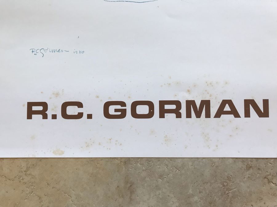 Pencil Signed R. C. Gorman Poster From Galerie Navajo Turquoise Paris, France 1980 (Some Staining In Lower Right) 28' X 23' [Photo 7]
