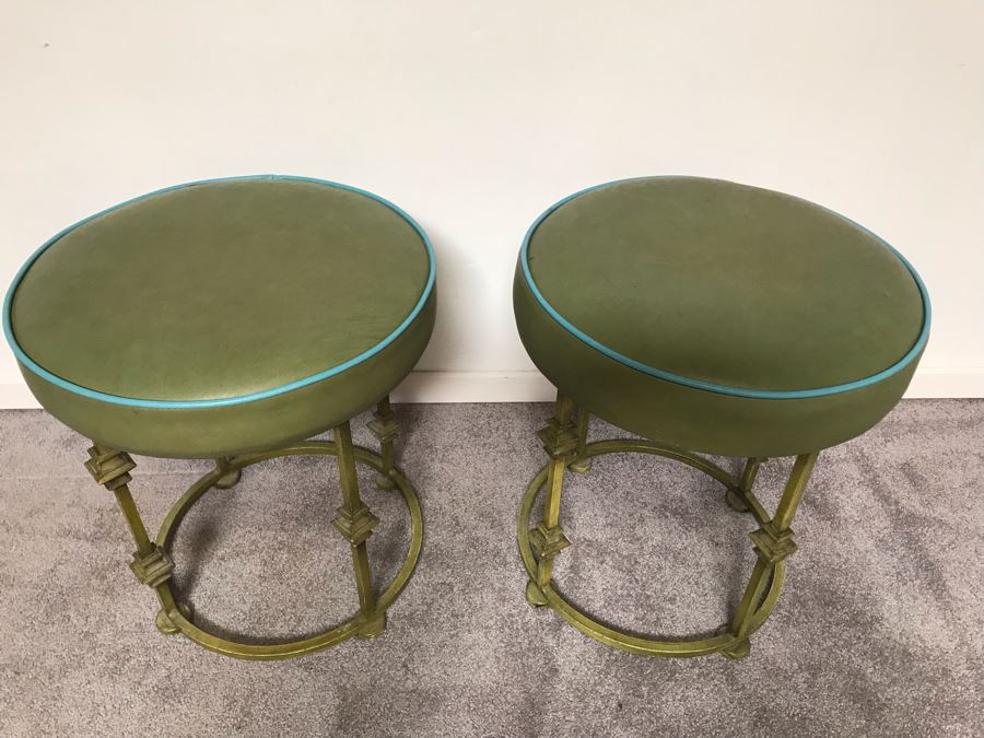 Pair Of Vintage Green Stools [Photo 4]