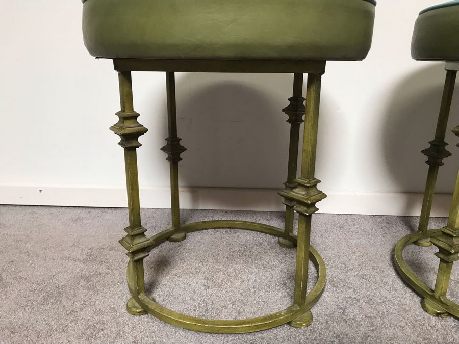 Pair Of Vintage Green Stools [Photo 3]