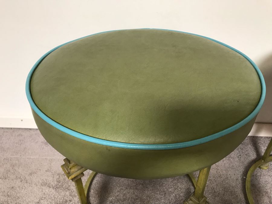 Pair Of Vintage Green Stools [Photo 5]
