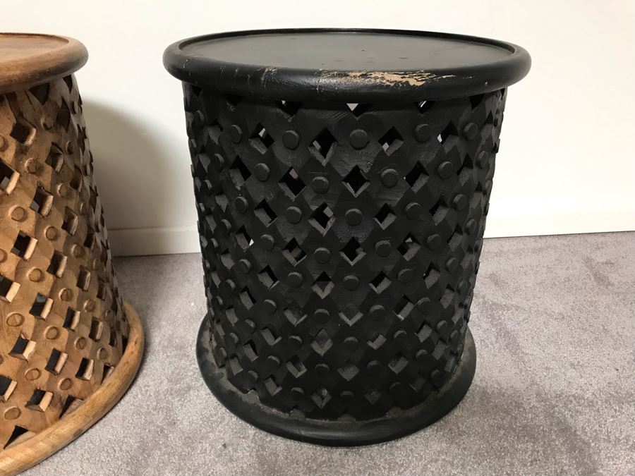 Pair Of Round Wooden Side Tables [Photo 4]