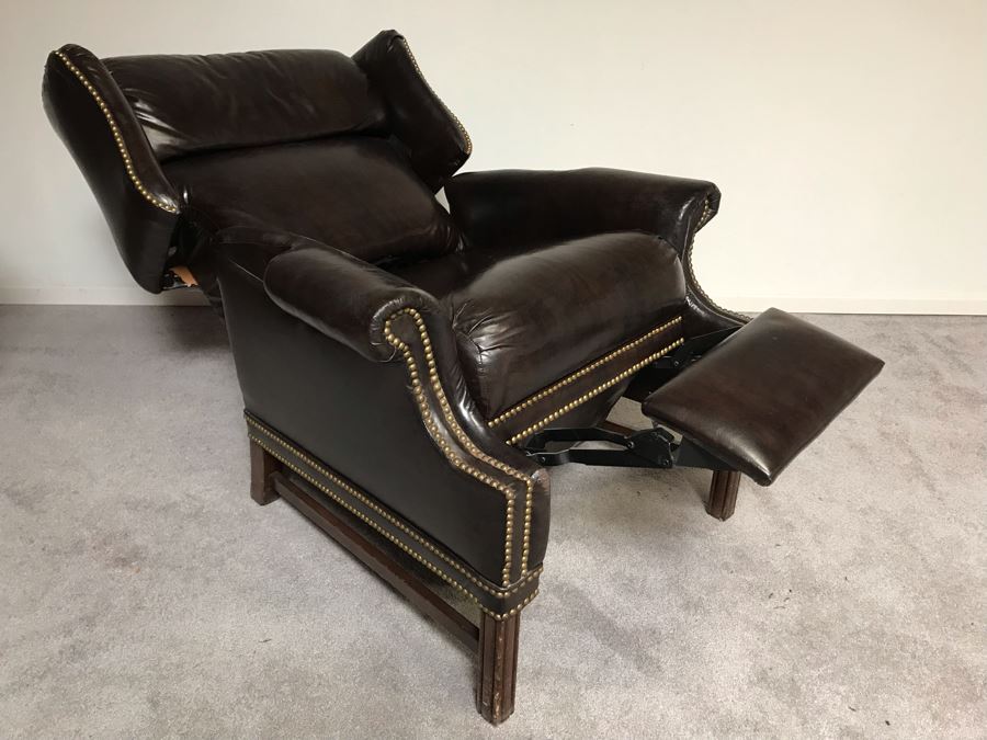 Vintage Reclining Armchair With Brass Nailheads [Photo 7]