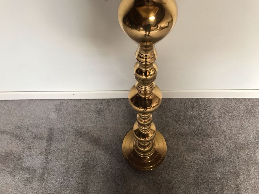 Vintage Tall Brass Floor Candlestick Holder