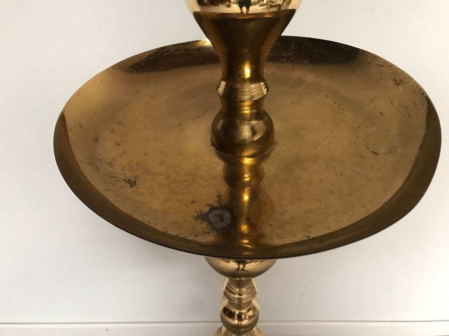 Vintage Tall Brass Floor Candlestick Holder [Photo 4]