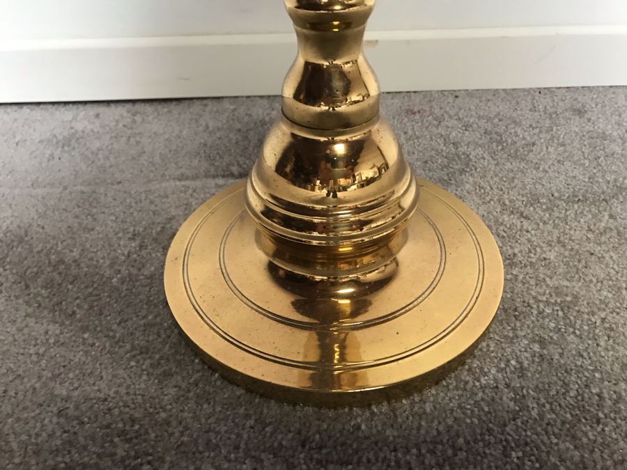 Vintage Tall Brass Floor Candlestick Holder [Photo 6]