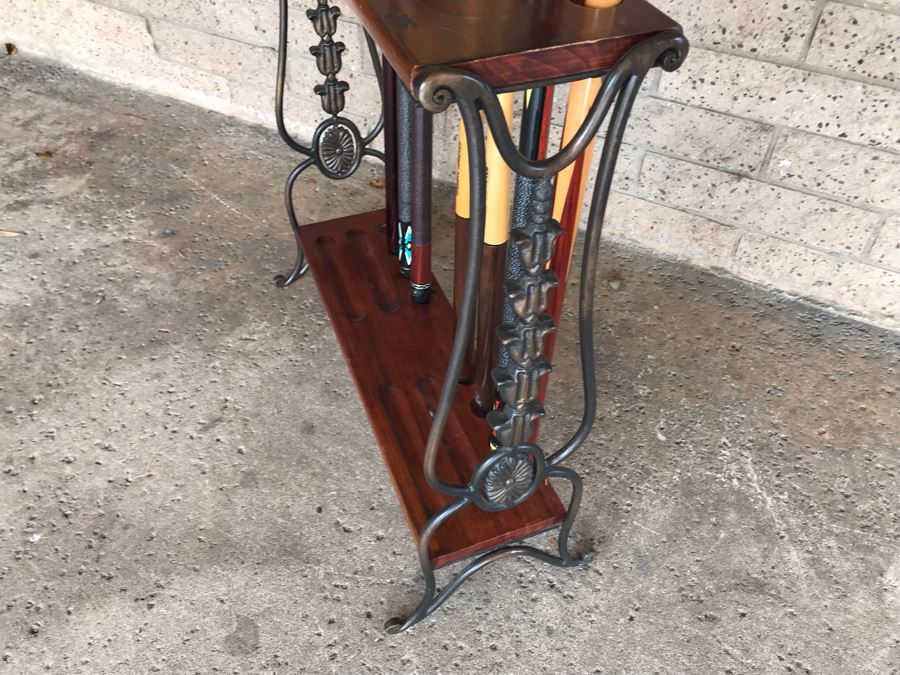 OLHAUSEN Billiards Solid Wood 7' Pool Table With Italian Slate From Historic Mission Hills Home With Olhausen Pool Cue Rack, (6) Pool Cues And (2) Sets Of Pool Balls - See Photos [Photo 22]