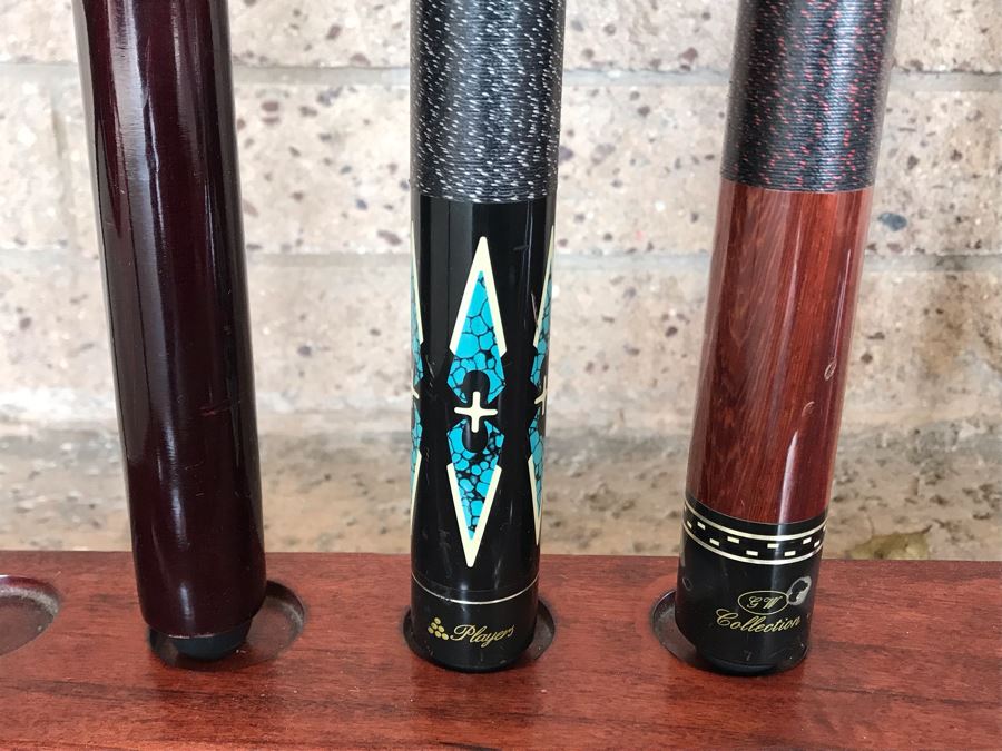 OLHAUSEN Billiards Solid Wood 7' Pool Table With Italian Slate From Historic Mission Hills Home With Olhausen Pool Cue Rack, (6) Pool Cues And (2) Sets Of Pool Balls - See Photos [Photo 29]