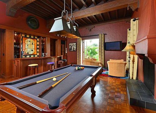 OLHAUSEN Billiards Solid Wood 7' Pool Table With Italian Slate From Historic Mission Hills Home With Olhausen Pool Cue Rack, (6) Pool Cues And (2) Sets Of Pool Balls - See Photos [Photo 2]