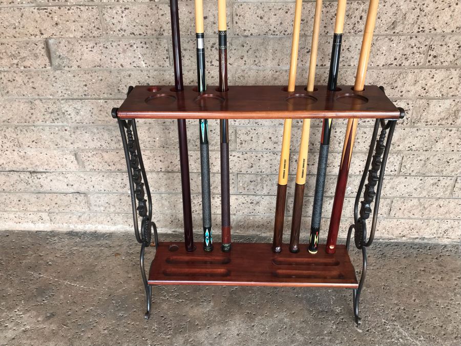 OLHAUSEN Billiards Solid Wood 7' Pool Table With Italian Slate From Historic Mission Hills Home With Olhausen Pool Cue Rack, (6) Pool Cues And (2) Sets Of Pool Balls - See Photos [Photo 19]